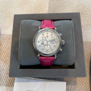 Michele Watch CSX with diamonds originally $700 w/ pink leather band - NWT